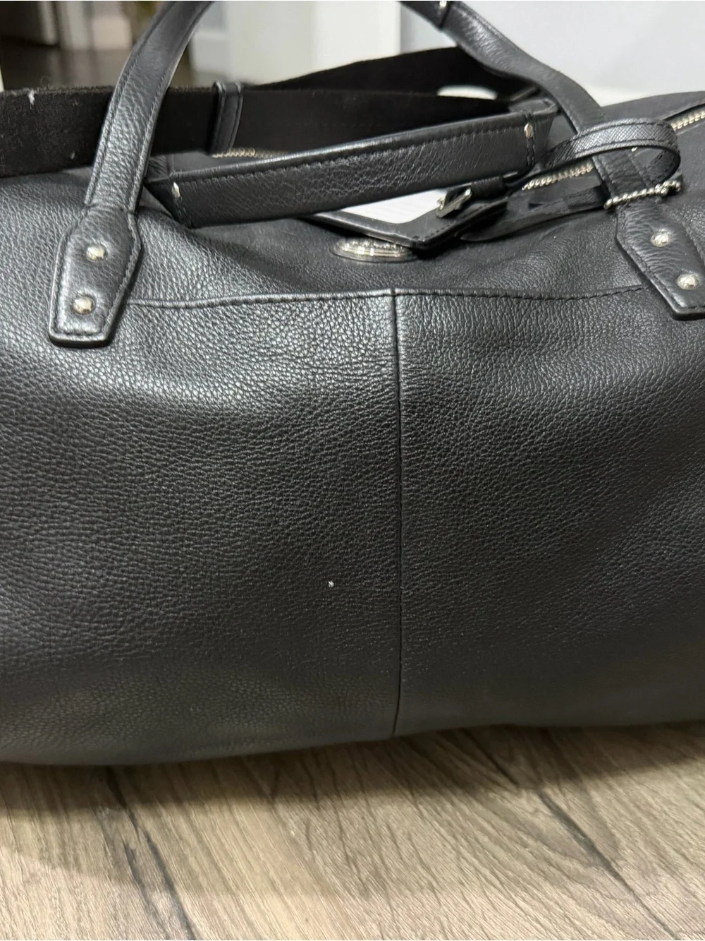 Coach Black Pebbled Leather Travel Tote